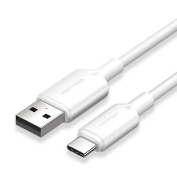 VENTION USB 2.0 A Male to C Male 3A Cable 2M White Flexible PVC Type (CWAWH) (VENCWAWH)