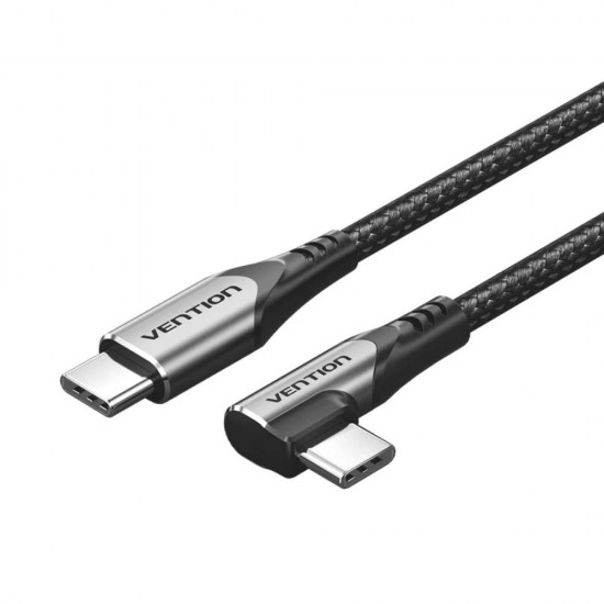 VENTION USB 2.0 Type-C Male to Type-C Male Right Angle 3A Cable 1M Gray Aluminum Alloy Type (TRAHF) (VENTRAHF)