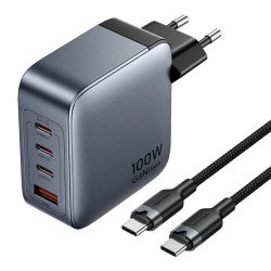 VENTION 4-Port USB (C + C + C + A) GaN Charger (100W/100W/30W/30W) Gray with USB-C to USB-C Cable (1M) Black EU-Plug (TZ-FETH0-EU) (VENTZ-FETH0-EU) VENTION 4-Port USB (C + C + C + A) GaN Charger (100W/100W/30W/30W) Gray with USB-C to USB-C Cable (1M) Black EU-Plug (TZ-FETH0-EU) (VENTZ-FETH0-EU)