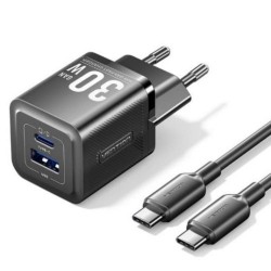 VENTION 2-Port USB (C + A) GaN Charger (30W/30W) with USB-C to USB-C Cable (1M) EU-Plug Black (TZ-FEQB0-EU-01) (VENTZ-FEQB0-EU-01)