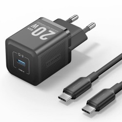 VENTION 1-Port USB-C GaN Charger (20W) with USB-C to Lightning Cable (1M) EU-Plug Black (TZ-FEPB0-EU-02) (VENTZ-FEPB0-EU-02)
