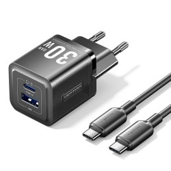 VENTION 2-Port USB (C + A) GaN Charger (30W/30W) with 3A USB-C to USB-C Cable (1M) EU-Plug Gray (TZ-FCEH0-EU) (VENTZ-FCEH0-EU) VENTION 2-Port USB (C + A) GaN Charger (30W/30W) with 3A USB-C to USB-C Cable (1M) EU-Plug Gray (TZ-FCEH0-EU) (VENTZ-FCEH0-EU)