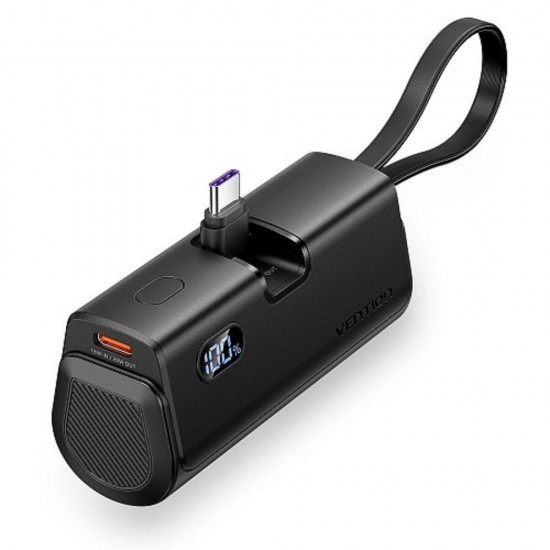 VENTION LED Display 4800mAh Power Bank (USB-C + Lightning + USB-C) 22.5W Black Foldable USB-C Type (FHQB0) (VENFHQB0) VENTION LED Display 4800mAh Power Bank (USB-C + Lightning + USB-C) 22.5W Black Foldable USB-C Type (FHQB0) (VENFHQB0)