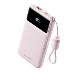 VENTION 20000mAh Power Bank (USB-C + USB-A) with Built-in Cable 22.5W Pink LED Display Type (XGYP0-40-TY) (VENXGYP0-40-TY)