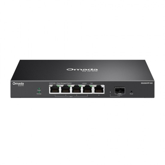 TP-Link Omada 5-Port 2.5G BASE-T and 1-Port 10GE SFP+ Easy Managed Switch with 4-Port PoE++ (ES206XPP-M2) (TPES206XPP-M2) TP-Link Omada 5-Port 2.5G BASE-T and 1-Port 10GE SFP+ Easy Managed Switch with 4-Port PoE++ (ES206XPP-M2) (TPES206XPP-M2)