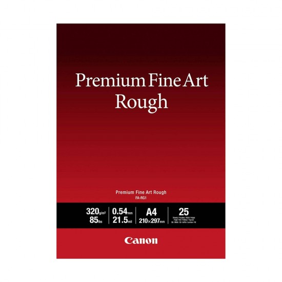 Canon FA-RG1 Photo Paper Premium Fine Art Rough A4 (21x30) 320gr/m² for Printers Inkjet 25 Sheets (4562C001) (CANFA-RG1A4)