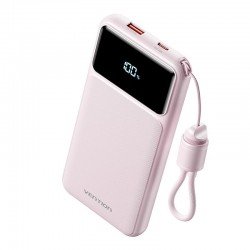 VENTION 10000mAh Power Bank (USB-C + USB-A) with Built-in Cable 22.5W Pink LED Display Type (XGYP0-39-TY) (VENXGYP0-39-TY) VENTION 10000mAh Power Bank (USB-C + USB-A) with Built-in Cable 22.5W Pink LED Display Type (XGYP0-39-TY) (VENXGYP0-39-TY)