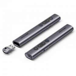 VENTION Wireless PowerPoint Presentation Clicker with Air Mouse Control Red Laser Pointer – Black (KQPB0) (VENKQPB0)