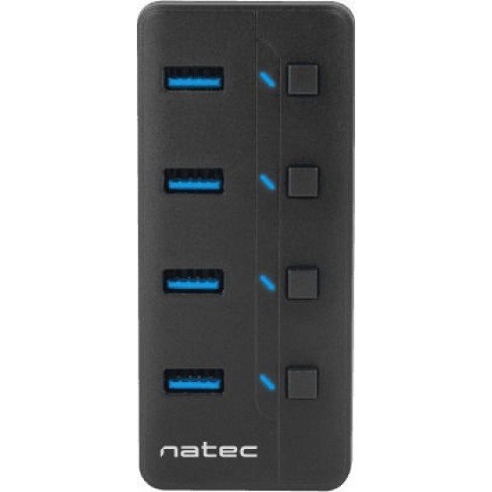 NATEC Mantis 2 4-Port USB 3.0 Hub with On/Off Switches & AC Adapter (NHU-1557) (NTCNHU-1557) NATEC Mantis 2 4-Port USB 3.0 Hub with On/Off Switches & AC Adapter (NHU-1557) (NTCNHU-1557)