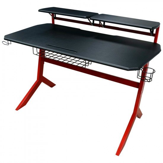 LC-POWER GAMING DESK WITH EXTRA SHELVES BLACK/RED LC-POWER GAMING DESK WITH EXTRA SHELVES BLACK/RED
