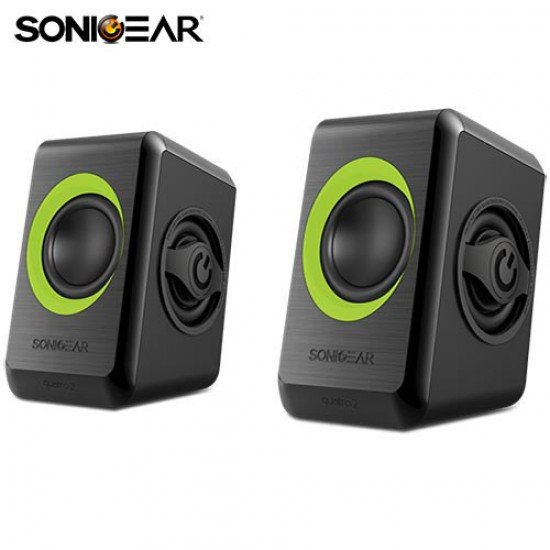 SONIC GEARS USB POWERED QUAD BASS SPEAKERS 2,0 BLACK LIME GREEN SONIC GEARS USB POWERED QUAD BASS SPEAKERS 2,0 BLACK LIME GREEN