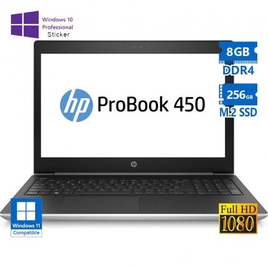 HP (A-) ProBook 450 G5 i5-8250U/15.6”FHD/8GB DDR4/256GB M.2 SSD/No ODD/Camera/10P Grade A- Refurbish HP (A-) ProBook 450 G5 i5-8250U/15.6”FHD/8GB DDR4/256GB M.2 SSD/No ODD/Camera/10P Grade A- Refurbish