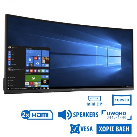 Used (A-) Monitor U3417W Curved/Dell/34\\"UW-QHD/3440x1440/Black/w/Speakers/No Stand/Grade A-/DP & Min Used (A-) Monitor U3417W Curved/Dell/34\\"UW-QHD/3440x1440/Black/w/Speakers/No Stand/Grade A-/DP & Min