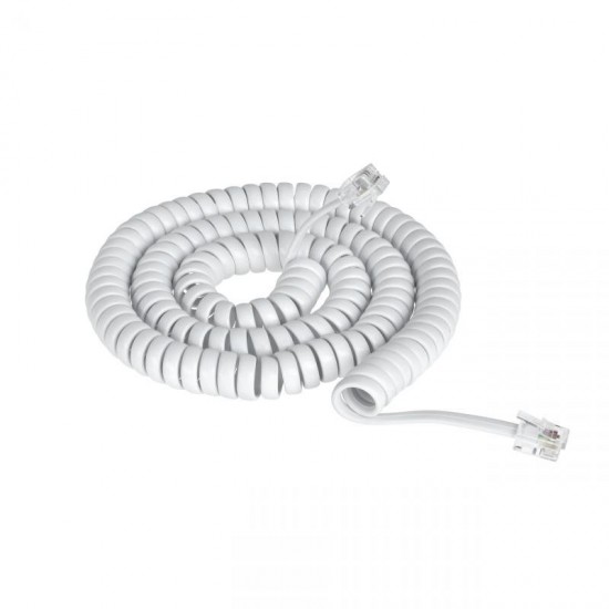 Καλώδιο Ακουστικού 4P4C Spiral Λευκό 4.2m, 4704