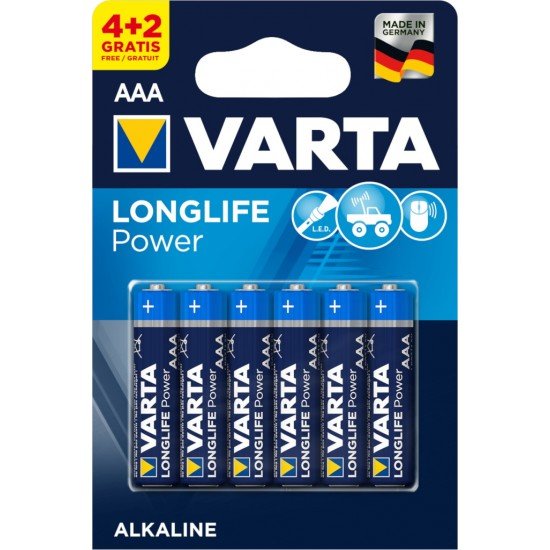 VARTA 4903 συσκ.6 AΛΚΑΛΙΚΗ LONGLIFE POWER AAA (4+2)