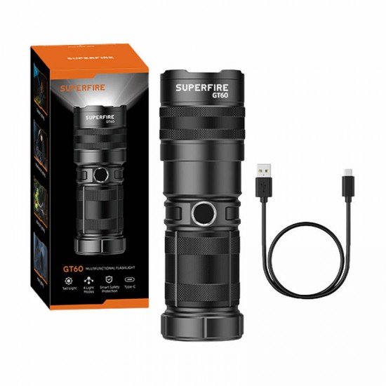 Flashlight Superfire GT60, 2600lm, USB-C Flashlight Superfire GT60, 2600lm, USB-C