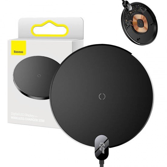 Inductive wireless charger Baseus Digital LED 15W (black) Inductive wireless charger Baseus Digital LED 15W (black)