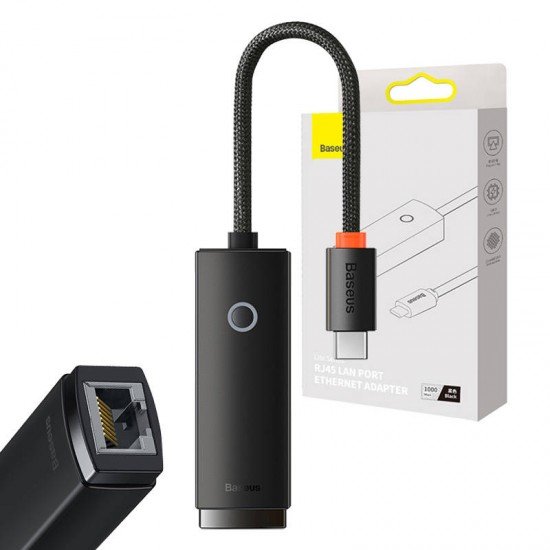Baseus Αντάπτορας Δικτύου Lite Series USB-C σε RJ45 (Μαύρο) Baseus Αντάπτορας Δικτύου Lite Series USB-C σε RJ45 (Μαύρο)