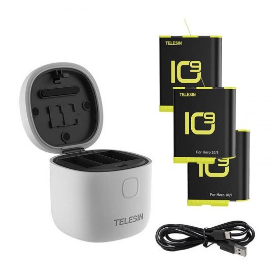 Wodoodporna ładowarka trójkanałowa Telesin Allin Box + 3 akumulatory do GoPro Hero 10 / 9 (GP-BTR-906-GY-B) Wodoodporna ładowarka trójkanałowa Telesin Allin Box + 3 akumulatory do GoPro Hero 10 / 9 (GP-BTR-906-GY-B)