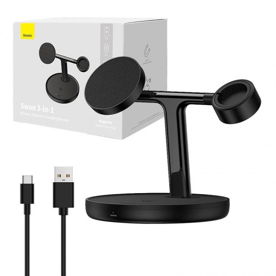 Magnetic Charging Bracket Baseus Swan 3 in 1 20W (black) Magnetic Charging Bracket Baseus Swan 3 in 1 20W (black)