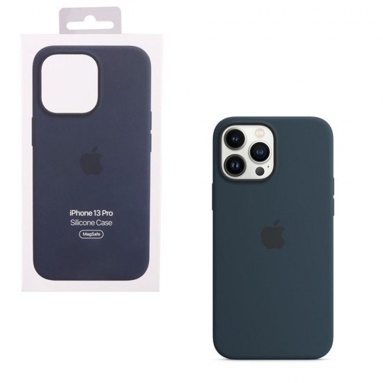 ΘΗΚΗ IPHONE 13 PRO MM2J3ZM/A A2707 SILICONE COVER WITH MAGSAFE ABYSS BLUE PACKING OR ΘΗΚΗ IPHONE 13 PRO MM2J3ZM/A A2707 SILICONE COVER WITH MAGSAFE ABYSS BLUE PACKING OR