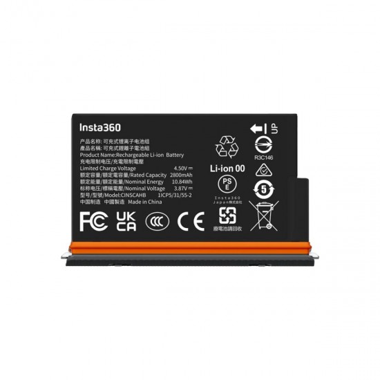 Insta360 X5 Ultra Battery - Upgraded 2800mAh capacity for an ultra-long run time.