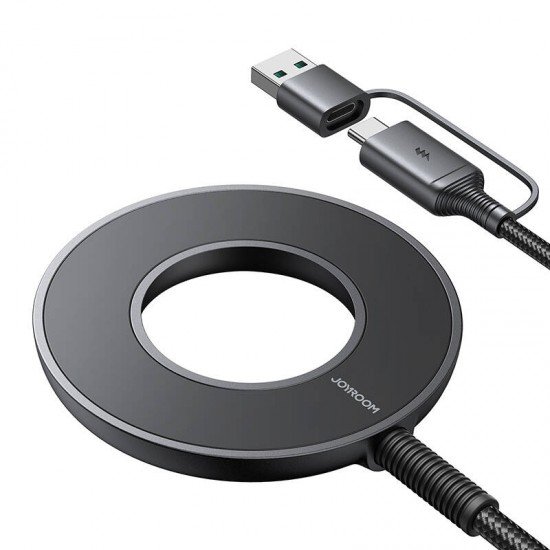 Joyroom JR-WQM03 magnetic charger, USB + USB-C, 1.2m (black) Joyroom JR-WQM03 magnetic charger, USB + USB-C, 1.2m (black)