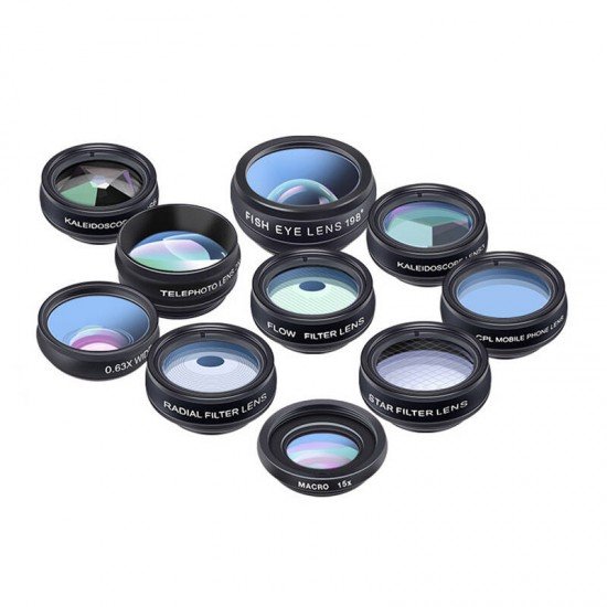 Mobile lens kit APEXEL APL-DG10 10 in 1 (black) Mobile lens kit APEXEL APL-DG10 10 in 1 (black)