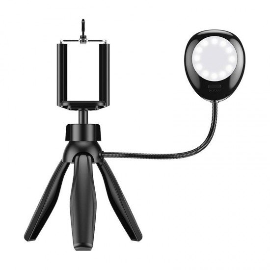 Phone holder/tripod APEXEL APL-JJ21FL with LED light (black) Phone holder/tripod APEXEL APL-JJ21FL with LED light (black)
