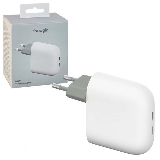 TRAVEL GOOGLE GA09856-EU DUAL USB-C 5V 3A/9V 3A/15V 4.0A/20V 3.35A 67W FAST CHARGE WHITE PACKING OR TRAVEL GOOGLE GA09856-EU DUAL USB-C 5V 3A/9V 3A/15V 4.0A/20V 3.35A 67W FAST CHARGE WHITE PACKING OR