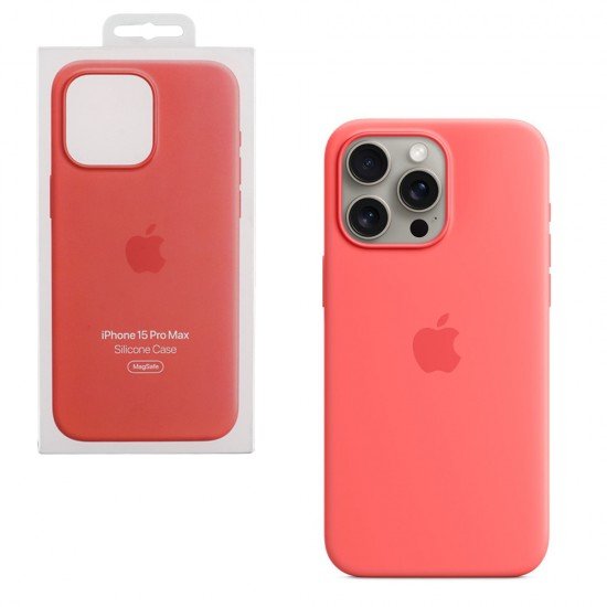 ΘΗΚΗ IPHONE 15 PRO MAX MT1V3ZM/A SILICONE MAGSAFE COVER GUAVA PACKING OR ΘΗΚΗ IPHONE 15 PRO MAX MT1V3ZM/A SILICONE MAGSAFE COVER GUAVA PACKING OR