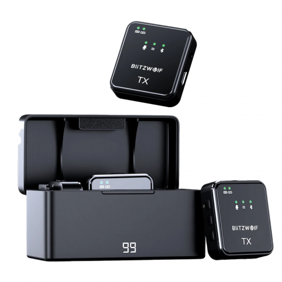 Wireless Microphone BlitzWolf, BW-SX63, 1000mAh (black) Wireless Microphone BlitzWolf, BW-SX63, 1000mAh (black)
