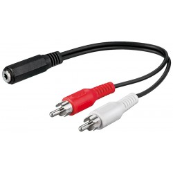 GOOBAY καλώδιο 3.5mm θηλυκό σε 2x αρσενικό RCA 50092, 0.2m, μαύρο GOOBAY καλώδιο 3.5mm θηλυκό σε 2x αρσενικό RCA 50092, 0.2m, μαύρο