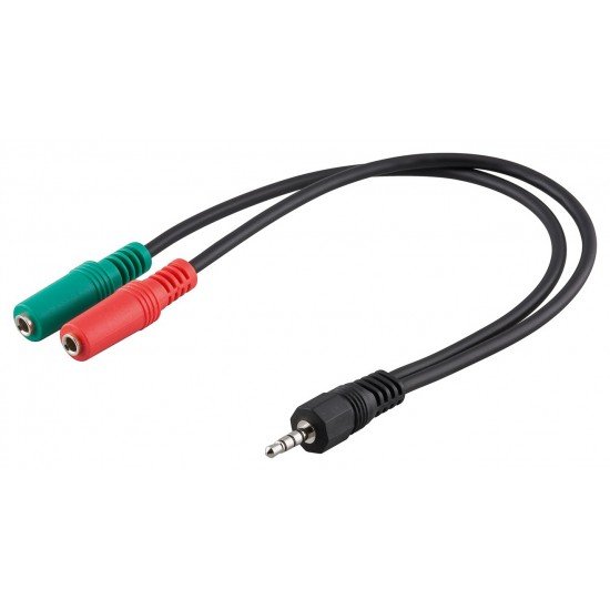 GOOBAY καλώδιο 3.5mm AUX 4-pin σε 2x AUX 3-pin 50467, 0.3m, μαύρο GOOBAY καλώδιο 3.5mm AUX 4-pin σε 2x AUX 3-pin 50467, 0.3m, μαύρο
