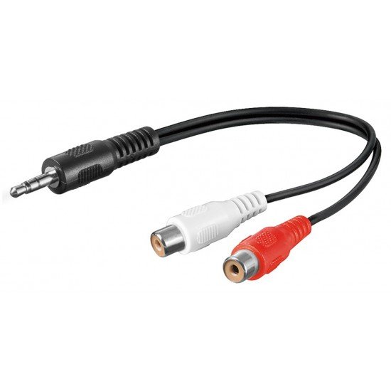 GOOBAY καλώδιο 3.5mm male σε 2x RCA female 50600, 0.2m, μαύρο GOOBAY καλώδιο 3.5mm male σε 2x RCA female 50600, 0.2m, μαύρο