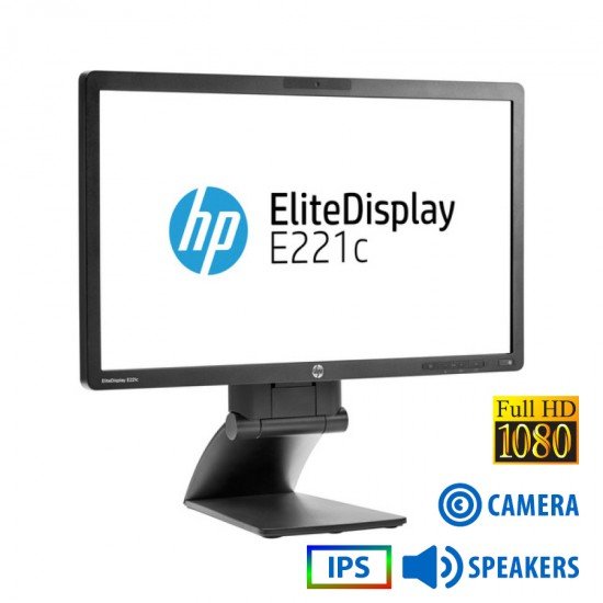 Used Monitor EliteDisplay E221c IPS LED/HP/22\\"FHD/w/Camera/1920x1080/Wide/Black/w/Speakers/D-SUB & D Used Monitor EliteDisplay E221c IPS LED/HP/22\\"FHD/w/Camera/1920x1080/Wide/Black/w/Speakers/D-SUB & D
