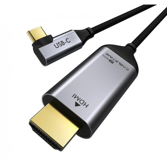 CABLETIME καλώδιο USB-C 90 Degree σε HDMI C160, Coaxial, 4K, 1.8m, μαύρο CABLETIME καλώδιο USB-C 90 Degree σε HDMI C160, Coaxial, 4K, 1.8m, μαύρο