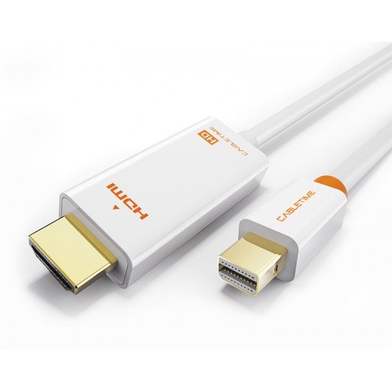 CABLETIME καλώδιο Mini DisplayPort σε HDMI AV588, 1080p, 1.8m, λευκό CABLETIME καλώδιο Mini DisplayPort σε HDMI AV588, 1080p, 1.8m, λευκό