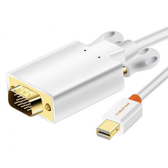 CABLETIME καλώδιο Mini DisplayPort σε VGA CT-05G, 1080p, 1.8m, λευκό CABLETIME καλώδιο Mini DisplayPort σε VGA CT-05G, 1080p, 1.8m, λευκό