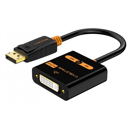 CABLETIME αντάπτορας Displayport σε DVI Active AV586, 1080p, 0.2m, μαύρος CABLETIME αντάπτορας Displayport σε DVI Active AV586, 1080p, 0.2m, μαύρος