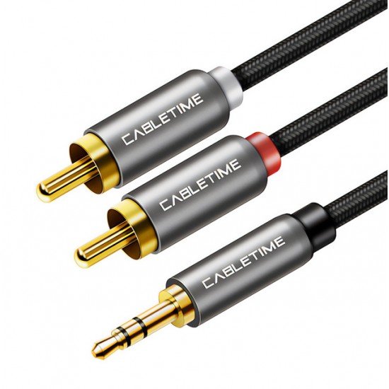 CABLETIME καλώδιο ήχου 3.5mm σε 2x RCA CT-P12G, 1.8m, μαύρο CABLETIME καλώδιο ήχου 3.5mm σε 2x RCA CT-P12G, 1.8m, μαύρο