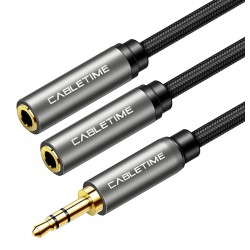 CABLETIME καλώδιο Stereo 3.5mm M σε 2x 3.5mm F AV309, 3pole, 0.2m, μαύρο CABLETIME καλώδιο Stereo 3.5mm M σε 2x 3.5mm F AV309, 3pole, 0.2m, μαύρο