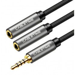 CABLETIME καλώδιο Stereo 3.5mm M σε 2x 3.5mm F AV309, 4pole, 0.2m, μαύρο CABLETIME καλώδιο Stereo 3.5mm M σε 2x 3.5mm F AV309, 4pole, 0.2m, μαύρο