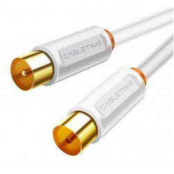 CABLETIME καλώδιο κεραίας CT-AV101, 75OHM, 2m, λευκό CABLETIME καλώδιο κεραίας CT-AV101, 75OHM, 2m, λευκό
