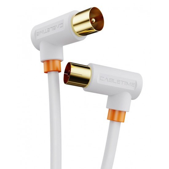 CABLETIME καλώδιο κεραίας CT-AV101, γωνιακό, 75 Ohm, 3m, λευκό CABLETIME καλώδιο κεραίας CT-AV101, γωνιακό, 75 Ohm, 3m, λευκό