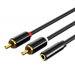 CABLETIME καλώδιο ήχου 3.5mm σε 2x RCA CT-H12G, 20cm, μαύρο CABLETIME καλώδιο ήχου 3.5mm σε 2x RCA CT-H12G, 20cm, μαύρο