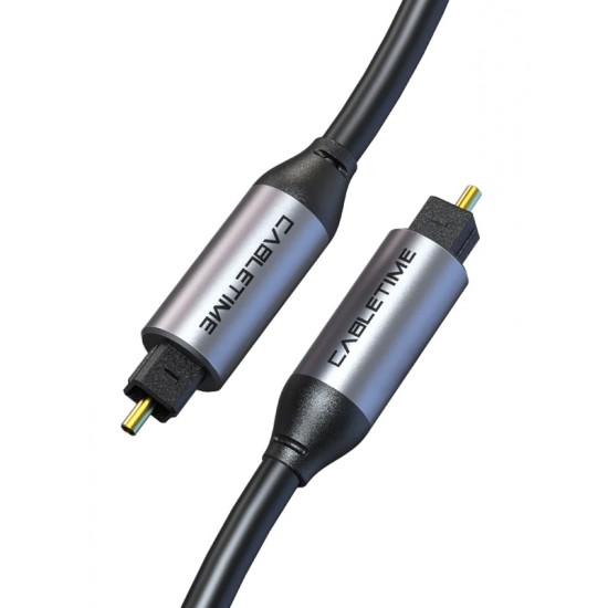 CABLETIME καλώδιο ήχου Toslink CT-AV380-P04GN, gold plated, 5mm, 2m, μαύρο