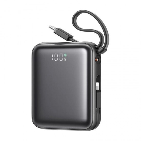 Joyroom Mini PowerBank JR-PBF27 22.5W με διπλό καλώδιο 10000mAh (μαύρο) Joyroom Mini PowerBank JR-PBF27 22.5W με διπλό καλώδιο 10000mAh (μαύρο)