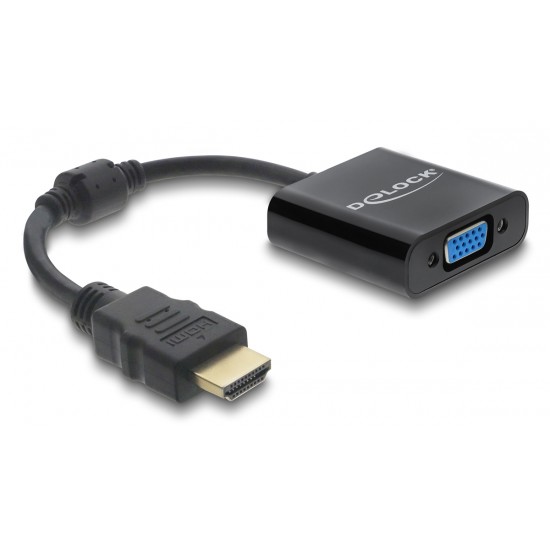 DELOCK αντάπτορας HDMI σε VGA 61077, 1080p, μαύρος