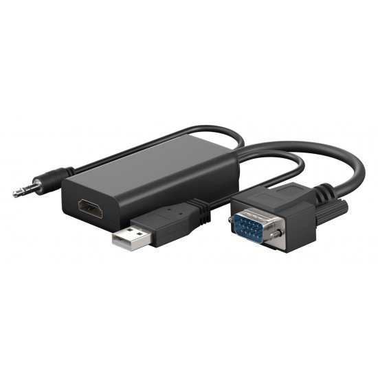 GOOBAY αντάπτορας VGA σε HDMI 61259, 3.5mm Jack, 1080p/60Hz, μαύρος GOOBAY αντάπτορας VGA σε HDMI 61259, 3.5mm Jack, 1080p/60Hz, μαύρος